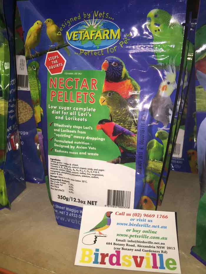 Vetafarm Nectar Pellets Birdsville Bird Shop Sydney